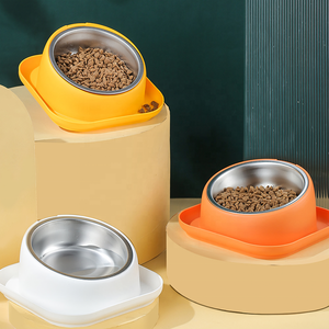 Sem derrapagem prova de derramamento Base de borracha <span class=keywords><strong>Bella</strong></span> <span class=keywords><strong>Dog</strong></span> Bowl Eco Friendly Aço inoxidável Raised Cat Bowl para alimentação, ao ar livre, interior - Product Image 1