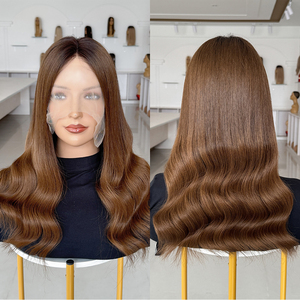 Nouvelle conception 2026 : Perruque en dentelle de cheveux vierges européens, couleur ombrée, 18-24 pouces, pour femme blanche # O1B-2-4 - Product Image 6