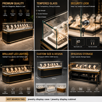 Vitrine de présentation de bijoux verrouillable personnalisable avec éclairage LED et intérieur en velours pour les magasins de bijoux en gros
