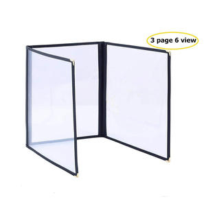 Protège-menus Yimi en PU+PVC de luxe, triple pliage, 3 pages, 6 vues, format A4, multicolores, modèle Yimi-24012304 - Product Image 3