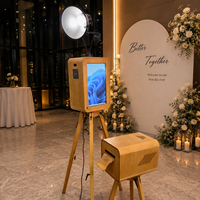 Photomaton en bois vintage élégant pour mariages avec écran tactile de 18,5 pouces, support pour appareil photo reflex et support d'imprimante
