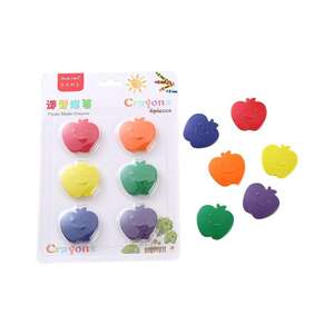 Ensemble de 6 crayons en plastique en forme de pomme sur carte blister, mignons, pour la peinture et les cadeaux des enfants - Product Image 1