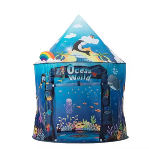 Tente de jeu sirène sous mer château popup magnifiquement illustrée tente de théâtre sirène pour filles garçons - Product Image 5