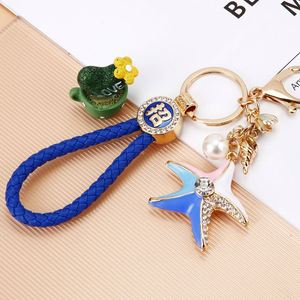 Luxury Pearl Shell Starfish Keychain Bling Diamond Pendant with Sea Shell Beads Fashion <b>Key</b> <b>Ring</b> for Women Gift Ready - Product Image 4