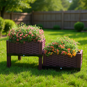 Jardinières surélevées en plastique, lot de 2, pour plantes, légumes, fleurs, utilisation intérieure et extérieure, durables, autoportantes - Product Image 2