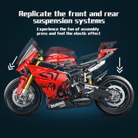 Stok Tersedia CPSIA1:5 Blok Bangunan Kit Sepeda Motor Detail Realistis Puzzle Rantai Roda Belakang Mainan Edukasi Konstruksi