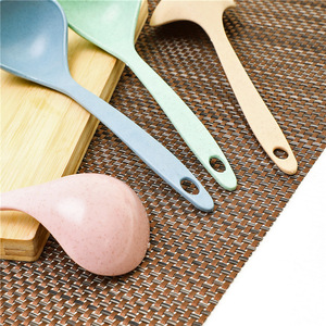 Cuillère à soupe en paille de blé pour usage domestique, cuillère à soupe à long manche, cuillère à riz, cuillère en paille de blé, grande cuillère en plastique épaissi - Product Image 3