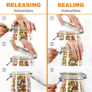 De almacenamiento de alimentos frasco frascos de vidrio con abrazadera hermético tapas y juntas de <span class=keywords><strong>silicona</strong></span> para Multi-propósito uso de la cocina - Product Image 5