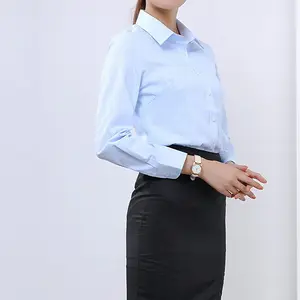 High-quality Cotton Slim-fit Professional Dress Lapel Long-sleeved Button-down Shirt Unisex Uniform Custom Logo Shirt For Women