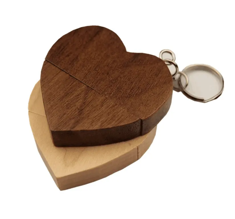 Novelty Gift High Speed Wooden USB Memory Stick Thumb Drive 32GB Walnut Maple Wood Heart Shape USB Flash Drive