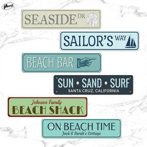 SURF capanna casa negozio di spiaggia decorazione della parete segno di metallo personalizzato 10x40CM Street Sign SUM TIKI BAR targa di latta BEACH rifugio Poster in metallo - Product Image 3
