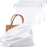 Sac à poussière en satin de soie avec cordon de serrage, réutilisable, portable, pochette de rangement, logo personnalisé pour sacs à main, chaussures, bijoux