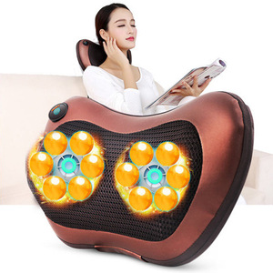 Neck Shoulder Massager CZZ Golden Brown Car Pillow Heating USB Rechargeable Massage Kneading Home Car Use - Product Image 1