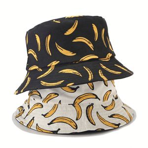 Chapeau Bob Imprimé Banane Protection UV Réversible pour l'Été Chapeaux <span class=keywords><strong>de</strong></span> Plage Amusants à Motifs Fruités pour Femmes et Hommes - Product Image 1