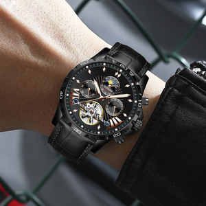 Orologio Meccanico Automatico da Uomo <span class=keywords><strong>Glenn</strong></span> Brand con Cassa in Lega, Riserva di Carica, Impermeabile, Quadrante Luminoso - Stile Business Casual - Product Image 4