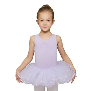 AM08 Dance Sleeveless Cotton Leotard With Skirt Girls Camisole Kid Ballet Tutu Dress