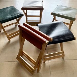 Father's Day gift: Leather fishing <b>stool</b>, candy-colored baby <b>stool</b>, portable outdoor <b>folding</b> <b>stool</b>. - Product Image 2