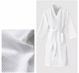 Wholesale Products 100% <strong>Cotton</strong> <strong>White</strong> Thick <strong>Waffle</strong> Unisex Breathable Winter Autumn Casual Night Bathrobe Quick Dry V-Neck Long - Product Image 3