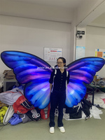 Costume de papillon gonflable bleu à éclairage LED pour la Performance de carnaval de défilé
