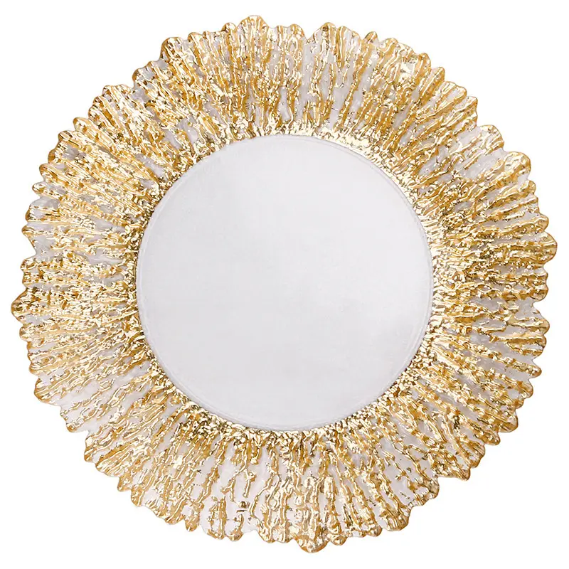 33cm 13 Inch Silver Gold Plastic Glass Charge Plate Dish For Decoration Event Party
