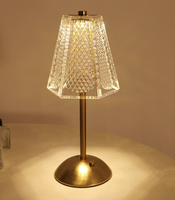 Lámpara de Mesa de Cristal Vintage, Lámpara de Noche Recargable con Diseño de Lujo, Elegante Lámpara de Ambiente para Decoración del Hogar