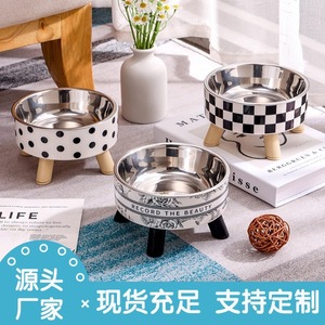 Bol pour chat en acier inoxydable, antidérapant, anti-renversement, avec motif chat, pour une alimentation surélevée - Product Image 4