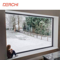 DERCHI USA Custom Villa Imagen panorámica Ventanas Hurricane Impact Vista grande Ahorre energía Ventanas abatibles de vidrio fijo de aluminio