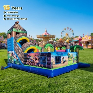 Casa de Brinco Inflable <span class=keywords><strong>Minecraft</strong></span> con Certificación CE, Equipo de Juegos Comercial de PVC con Tobogán y Escalador para Carnavales - Product Image 1