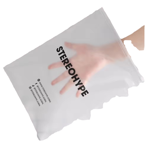 Custom Frosted Gravure Printed Zipper <b>Bag</b> Clear Plastic <b>Zip</b> <b>Lock</b> for Clothing T-Shirts Socks Shoes Made Recycled CPE Material - Product Image 4