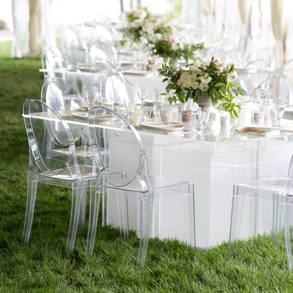 Großhandel Clear Acryl Stack Hochzeit Event Dining Ghost Chair