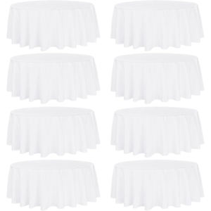 Hot Selling 120 Inch 132 Inch Table ClothJacquard Polyester Round White Tableclothfor Wedding Party Banquet Event Restaurant - Product Image 1
