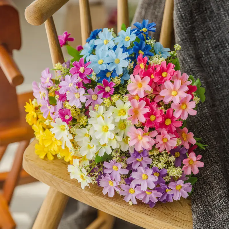 Fioreria all'aperto 28 teste crisantemo piccola margherita 7 forchette fiore decorativo fiore artificiale piccolo fiore di plastica fresca
