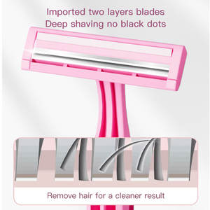 Max 10 + 6 pcs Twin Blade phụ nữ phụ nữ dao cạo cao su xử lý lưỡi thép không gỉ với bôi trơn Dải dùng một lần dao cạo - Product Image 5