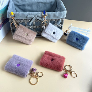 2024 <span class=keywords><strong>Mini</strong></span> pièces de monnaie portefeuille porte-clés <span class=keywords><strong>pompon</strong></span> porte-clés porte-clés fausse fourrure données câble sac de rangement Pom Pom porte-clés décoration cadeau - Product Image 1