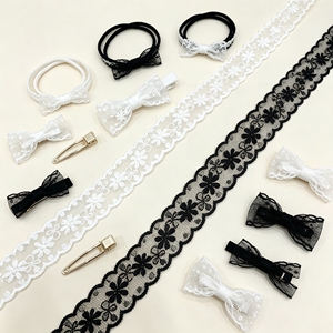 Cinta de encaje bordada de malla <span class=keywords><strong>con</strong></span> <span class=keywords><strong>flores</strong></span> pequeñas de 2.2 cm, en blanco, negro y marfil, para decoración de prendas, vestidos y costura DIY. - Product Image 4