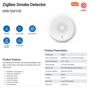 Sensore di fumo intelligente Zigbee, <span class=keywords><strong>allarme</strong></span> antincendio compatibile con Zigbee Hub, app Smart Life, Alexa, Google Home, sicurezza domestica intelligente - Product Image 5
