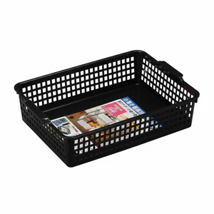 Cesto portaoggetti sottile Inomata 516 ventosa di colore nero - Product Image 1