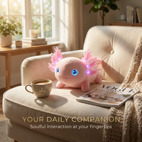 Peluche interactive ChatGPT Axolotl rose, LED scintillante, lien d'humeur, recherche de faits en ligne, personnalisable, cadeau pour enfants, faible MOQ, OEM
