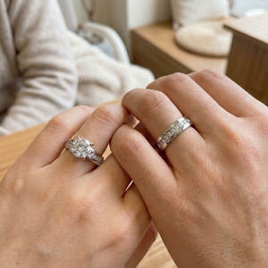 Anillos Resistentes al Deslustre e Impermeables de Buena Calidad, Anillo de Acero Inoxidable 316L Chapado en Oro PVD de 14k y 18k con Zirconia, Anillo de Compromiso para Mujer - Product Image 3