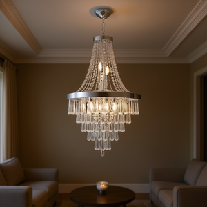 Lámpara de araña moderna de cristal cromado de 20 pulgadas con 11 luces, base para bombilla E12, altura ajustable, para sala de estar y comedor - Product Image 2