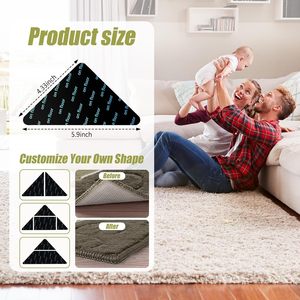 Patins antidérapants pour tapis, pour sols en bois dur et carrelages, alternative lavable et réutilisable à la bande adhésive pour tapis, attaches de coin robustes pour tapis - Product Image 6