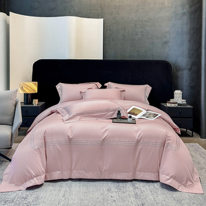Parure <span class=keywords><strong>de</strong></span> <span class=keywords><strong>lit</strong></span> <span class=keywords><strong>de</strong></span> luxe en coton 100 % longues fibres, style hôtelier, 4 pièces, housse <span class=keywords><strong>de</strong></span> couette, broderie minimaliste, textile <span class=keywords><strong>de</strong></span> maison - Product Image 4