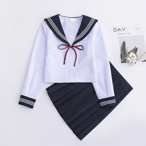 Japanese <strong>Girls</strong> <strong>School</strong> <strong>Uniforms</strong> <strong>Anime</strong> Cosplay Costume College Student Suit Navy Blue Pleated Skirt Sailor <strong>Uniform</strong> - Product Image 3