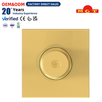 Interrupteurs rotatifs de contrôle de vitesse pour ventilateur de plafond, couleur or, type 86, vente en gros OEM, interrupteurs de variateur d'intensité pour ventilateur mural électrique