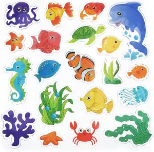 海洋动物厚凝胶贴海洋窗户凝胶贴儿童贴花贴纸
