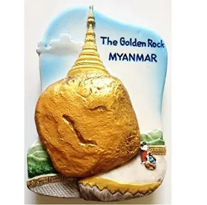 Nhựa 3D Myanmar Vàng Rock Chùa Khách Sạn Tủ Lạnh Nam Châm Lưu Niệm