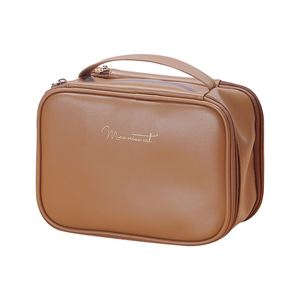 Hot Selling Style Pu Leather <b>Large</b> Capacity <b>Makeup</b> <b>Bag</b> Multifunctional Jewelry Storage 2-Layer Detachable Wholesale - Product Image 2