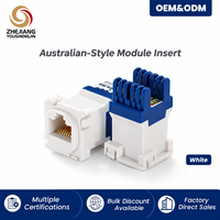 Modul Keystone RJ45 8P8C Kategori 6 Betina Standar Australia, Sistem IDC Punch untuk Sistem Kabel Jaringan, Pelat Dinding, Faceplate