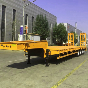 Semirremolque de camión de cama baja estándar al por mayor de fábrica, semirremolque de acero de <span class=keywords><strong>4</strong></span> <span class=keywords><strong>ejes</strong></span> con función de deslizamiento inclinable, semirremolque Lowboy - Product Image 1