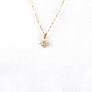 インスピレーションを与えるステンレススチールジュエリーダイヤモンドノーススターネックレスタイニースターチャームとダイヤモンドはデートとプロムナイトギフトを開始します - Product Image 1